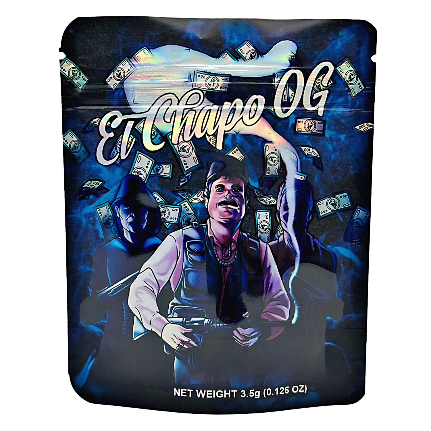 3.5 Gram Mylar Bag – Premium Smell-Proof Packaging – El Chapo OG (50 Count) CMB-35G-036