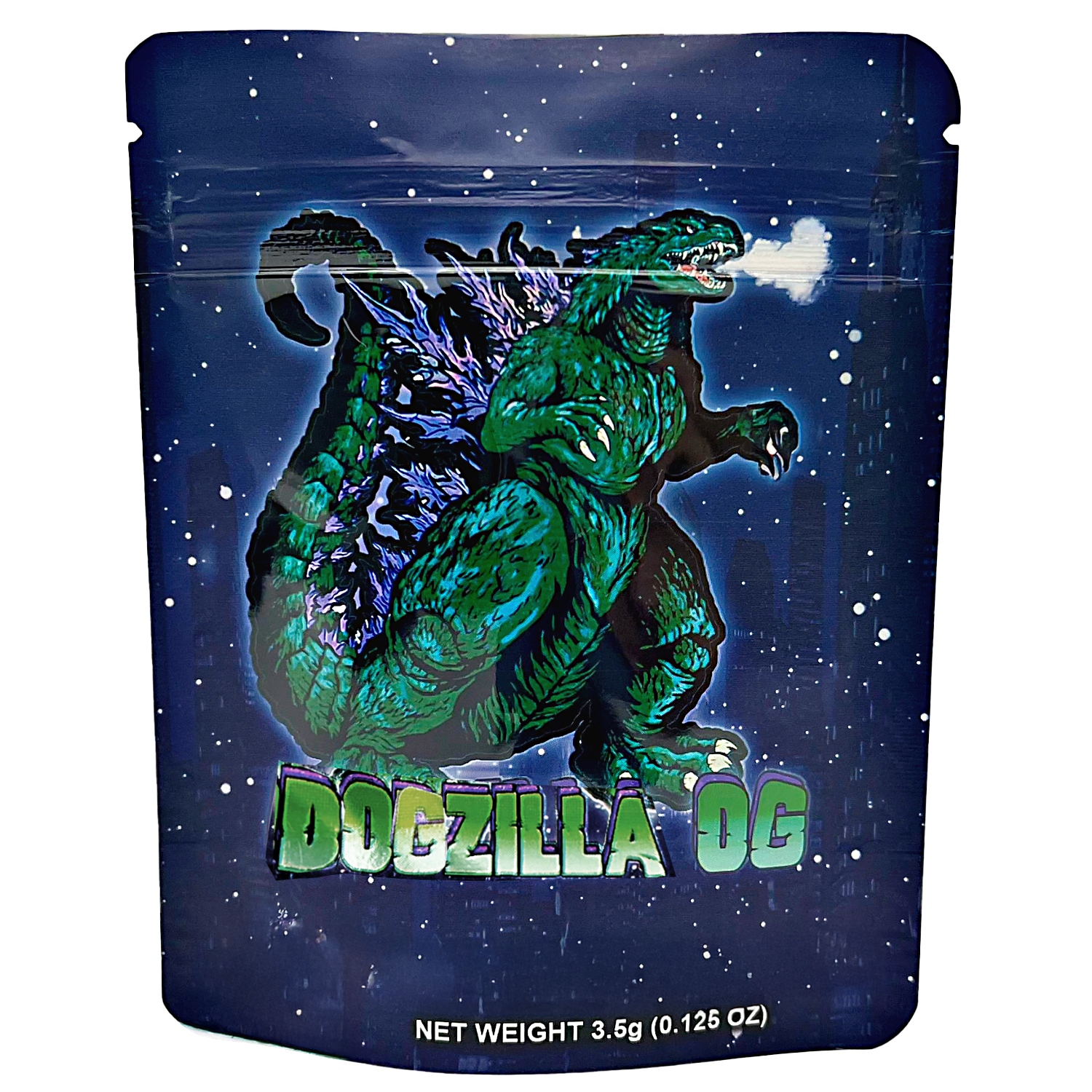 3.5 Gram Mylar Bag – Premium Smell-Proof Packaging – Dogzilla OG (50 Count) CMB-35G-042