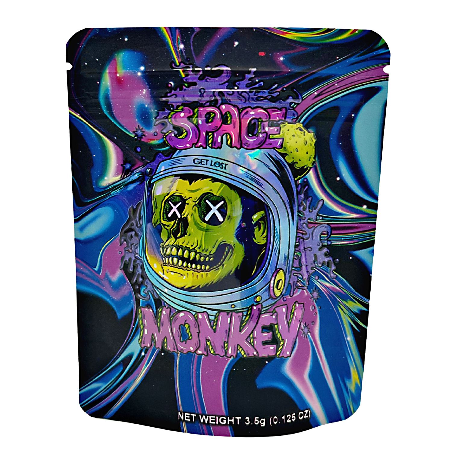 3.5 Gram Mylar Bag – Premium Smell-Proof Packaging – Space Monkey (50 Count) CMB-35G-093