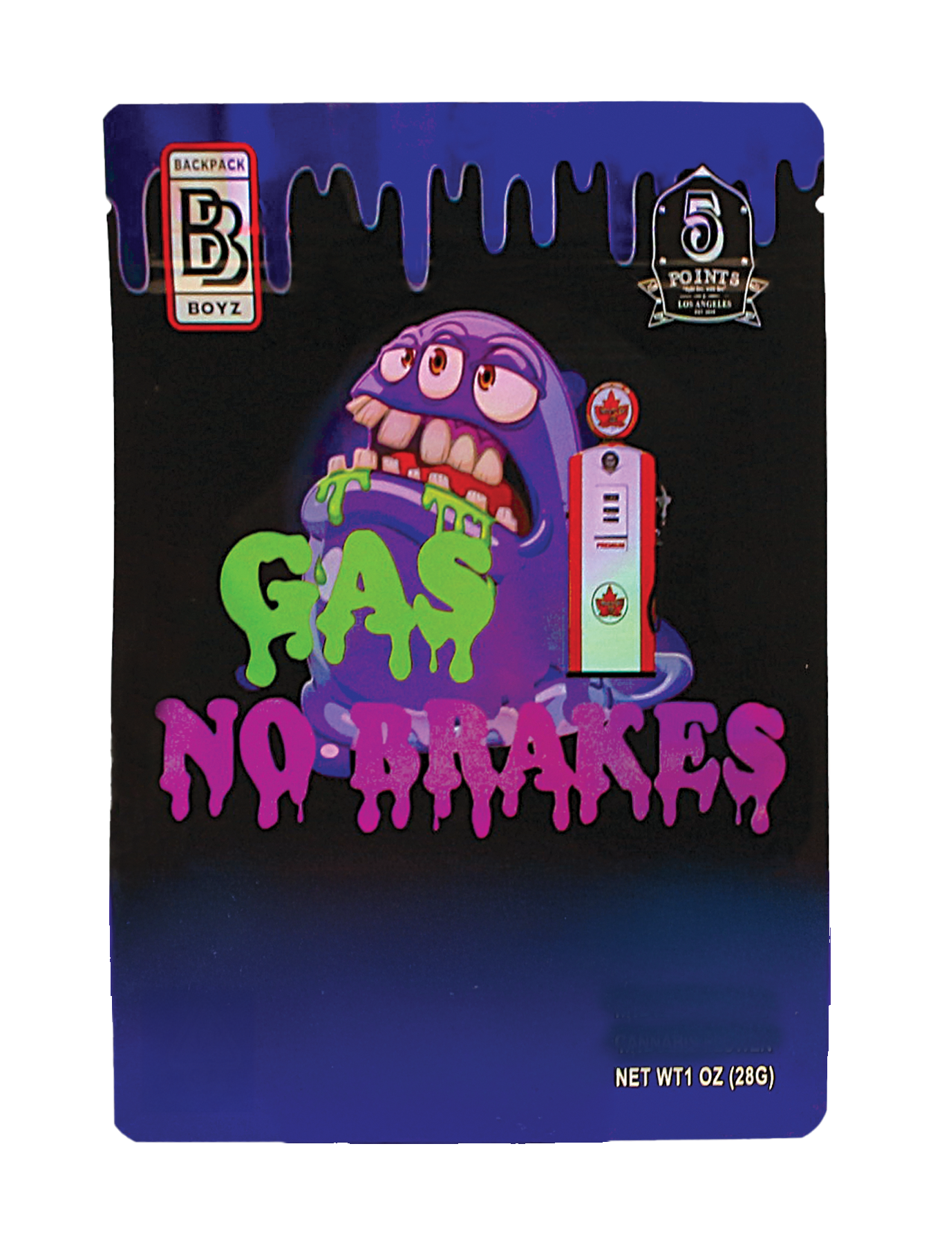 28 Gram Mylar Bag – Premium Smell-Proof Flower Packaging – Gas No Brakes (50 Count) MB-28-012