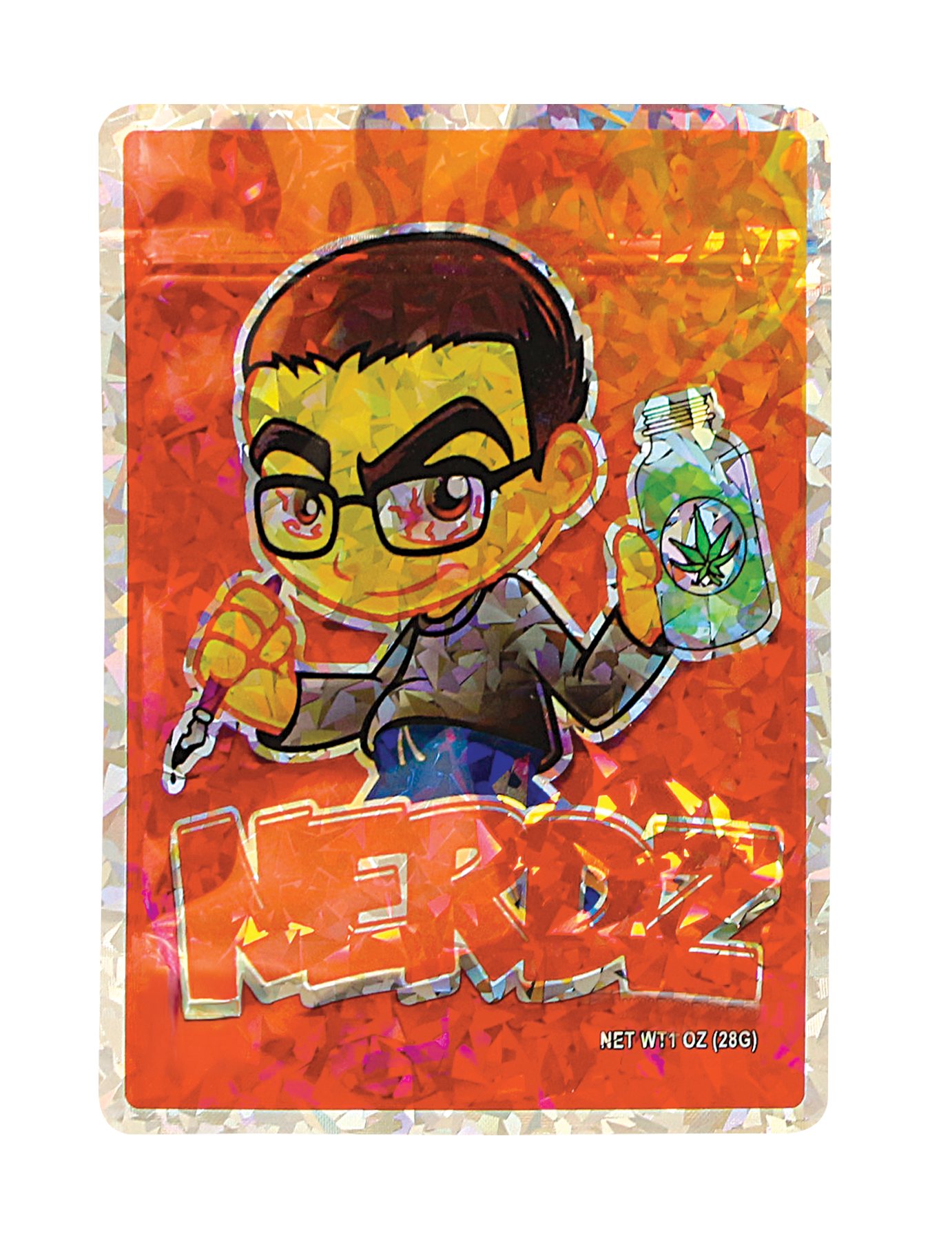28 Gram Mylar Bag – Premium Smell-Proof Flower Packaging –  Nerdz (50 Count) MB-28-030