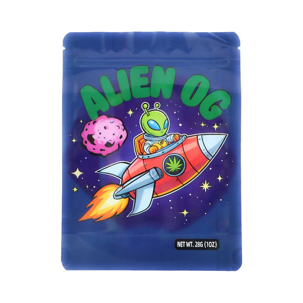 28 Gram Mylar Bag – Premium Smell-Proof Flower Packaging – Alien OG (50 Count) MB-28G-001