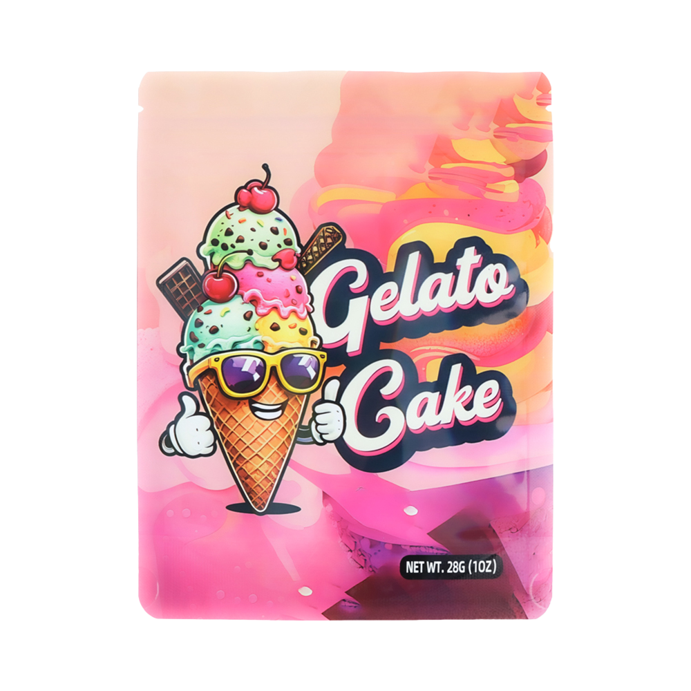 28 Gram Mylar Bag – Premium Smell-Proof Flower Packaging – Gelato Cake (50 Count) MB-28G-003