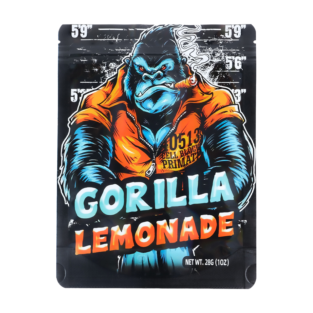 28 Gram Mylar Bag – Premium Smell-Proof Flower Packaging – Gorilla Lemonade (50 Count) MB-28G-004