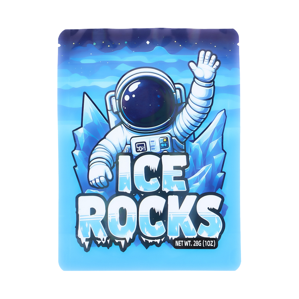 28 Gram Mylar Bag – Premium Smell-Proof Flower Packaging – Ice Rocks Astronaut (50 Count) MB-28G-014