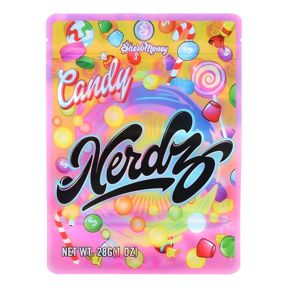 28 Gram Mylar Bag – Premium Smell-Proof Flower Packaging – Candy Nerdz (50 Count) MB-28G-019