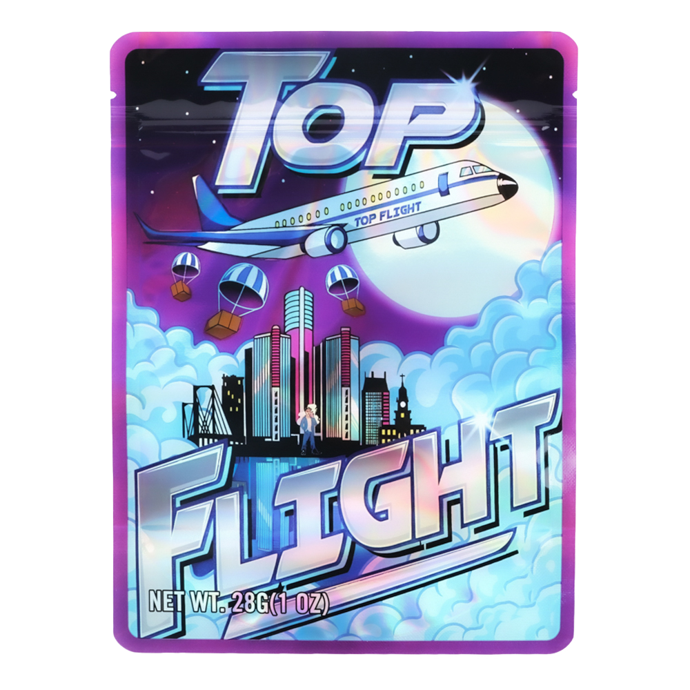 28 Gram Mylar Bag – Premium Smell-Proof Flower Packaging – Top Flight (50 Count) MB-28G-021