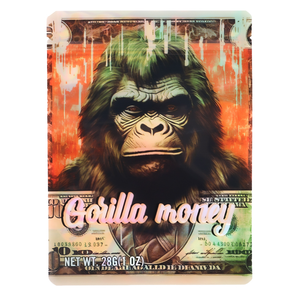 28 Gram Mylar Bag – Premium Smell-Proof Flower Packaging – Gorilla Money (50 Count) MB-28G-027