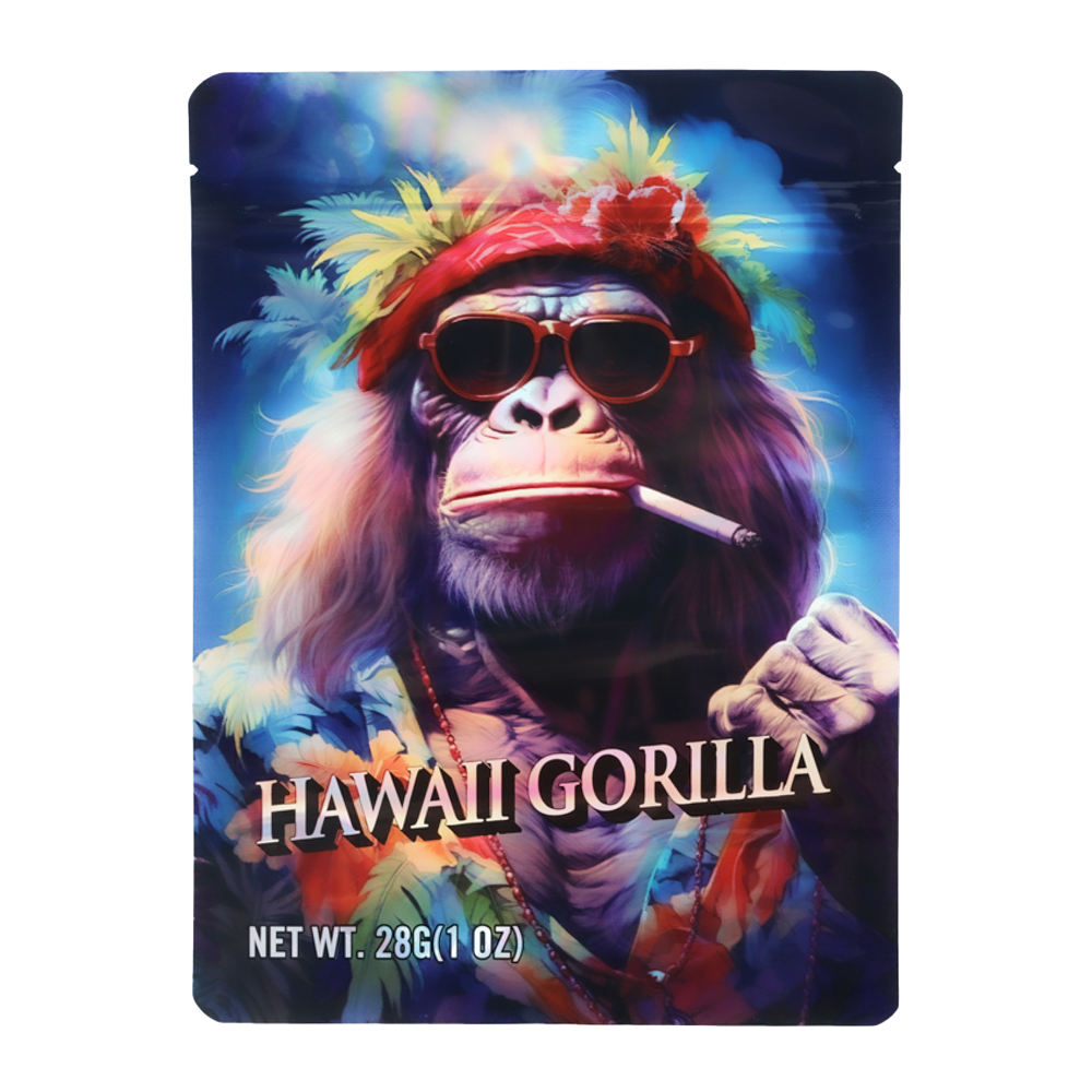 28 Gram Mylar Bag – Premium Smell-Proof Flower Packaging – Hawaii Gorilla (50 Count) MB-28G-031
