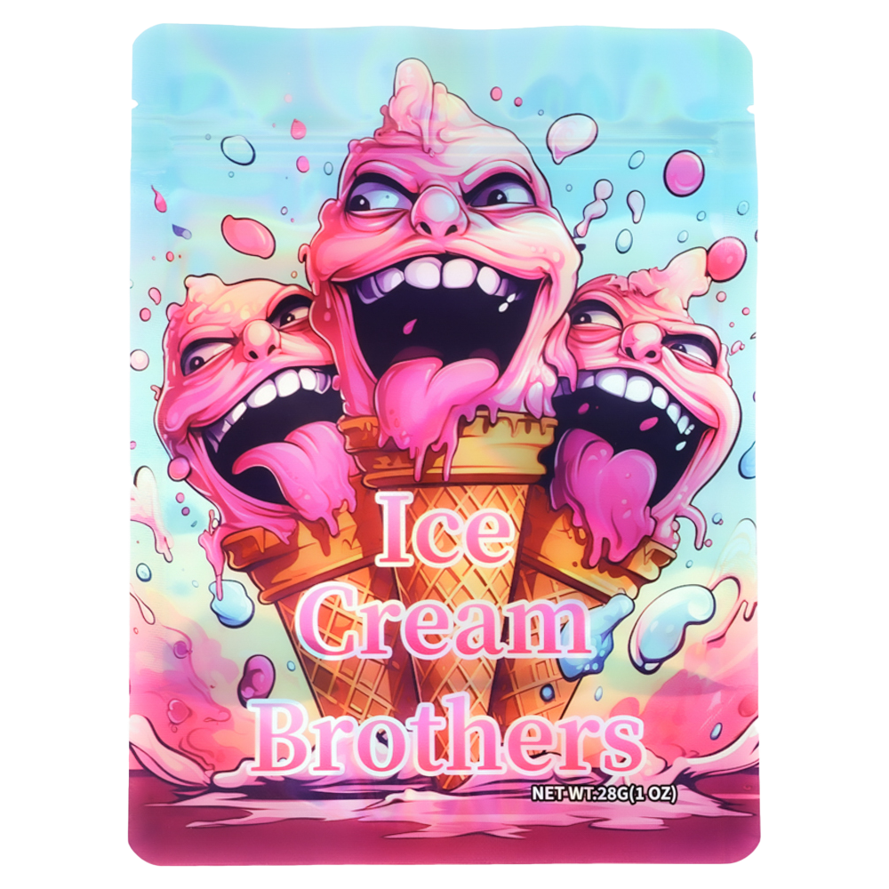 28 Gram Mylar Bag –Premium Smell-Proof Flower Packaging – Ice Cream Brothers (50 Count) MB-28G-033