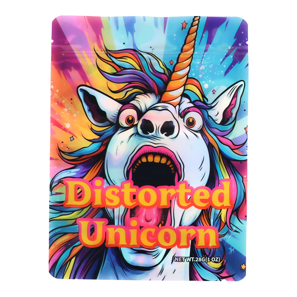 28 Gram Mylar Bag – Premium Smell-Proof Flower Packaging – Distorted Unicorn (50 Count) MB-28G-034