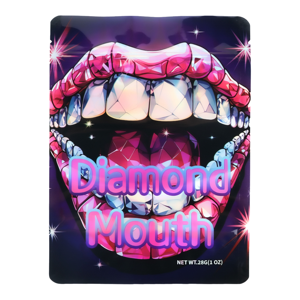 28 Gram Mylar Bag – Premium Smell-Proof Flower Packaging – Diamond Mouth (50 Count) MB-28G-035