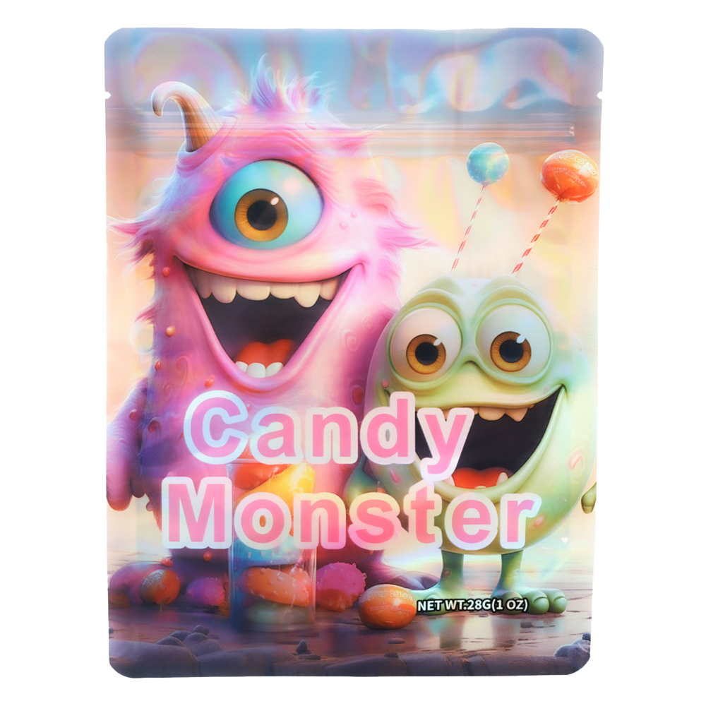 28 Gram Mylar Bag – Premium Smell-Proof Flower Packaging – Candy Monster (50 Count) MB-28G-037