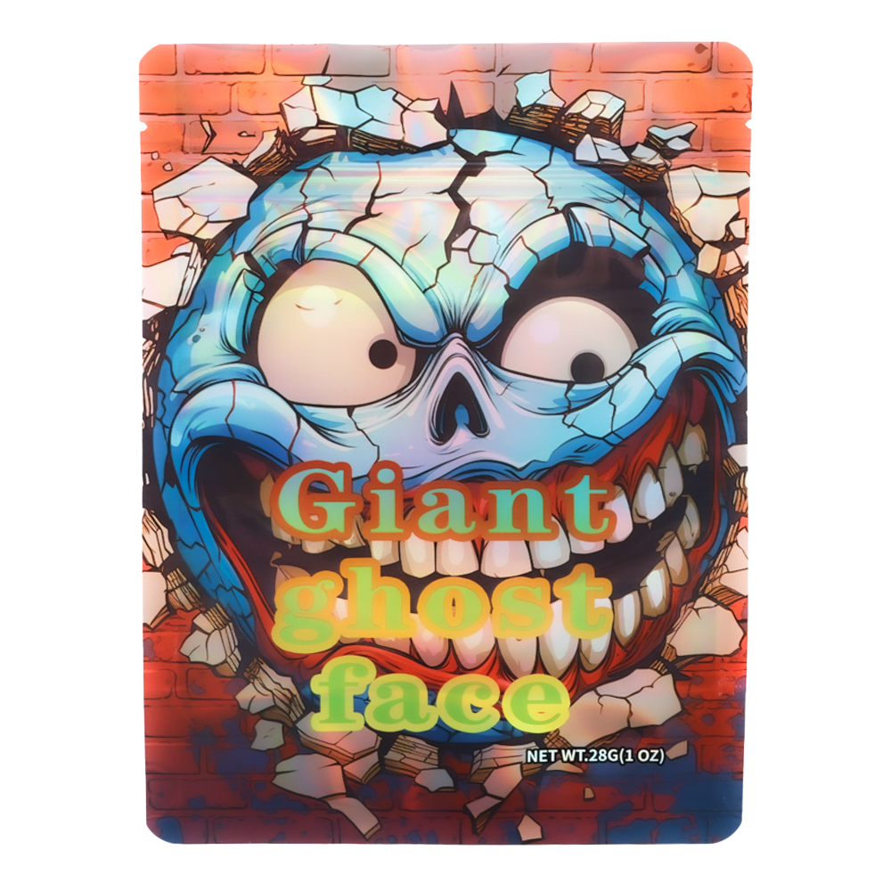 28 Gram Mylar Bag – Premium Smell-Proof Flower Packaging – Giant Ghost Face (50 Count) MB-28G-039