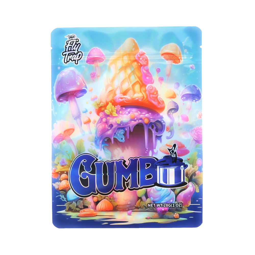 28 Gram Mylar Bag – Premium Smell-Proof Flower Packaging – Gumbo Fly Trap Mushroom (50 Count) MB-28G-041