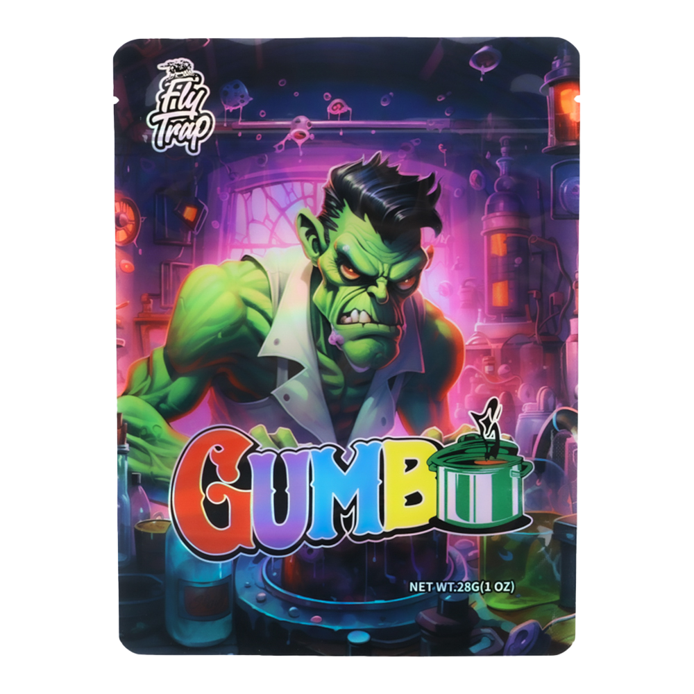 28 Gram Mylar Bag – Premium Smell-Proof Flower Packaging – Gumbo Green Monster (50 Count) MB-28G-044