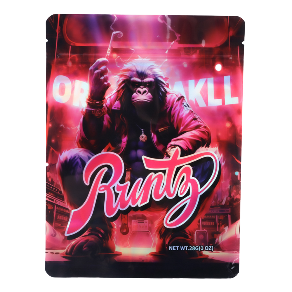 28 Gram Mylar Bag – Premium Smell-Proof Flower Packaging – Runtz Gorilla (50 Count) MB-28G-047