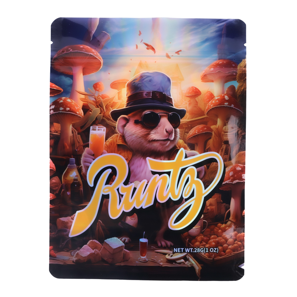 28 Gram Mylar Bag – Premium Smell-Proof Flower Packaging – Runtz Rat (50 Count) MB-28G-048