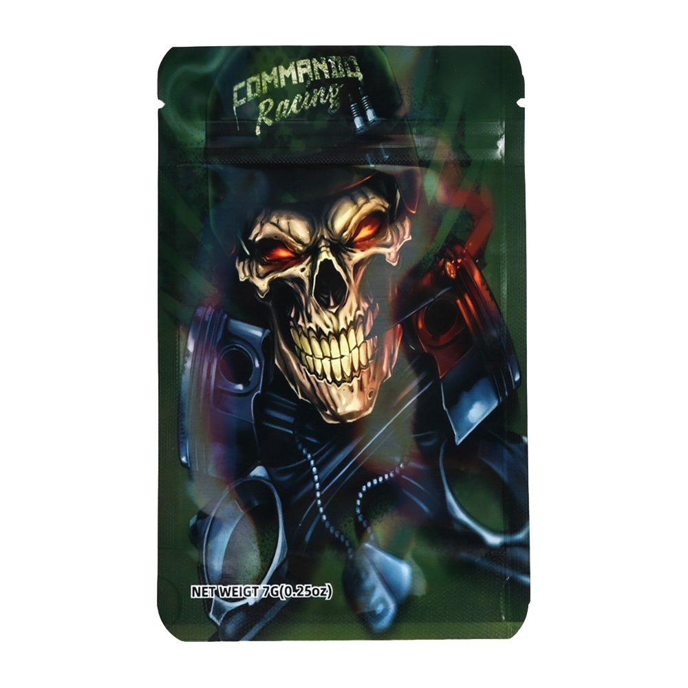 7 Gram Mylar Bag – Premium Smell-Proof Packaging – Skull Comando Racing (50 Count) MB-7G-005