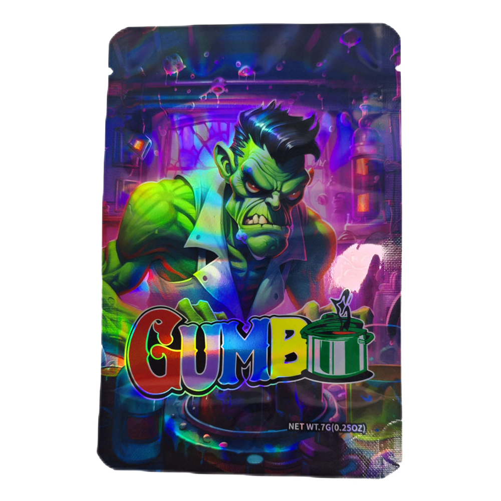 7 Gram Mylar Bag – Premium Smell-Proof Flower Packaging – Gumbo Green Monster (50 Count) MB-7G-026