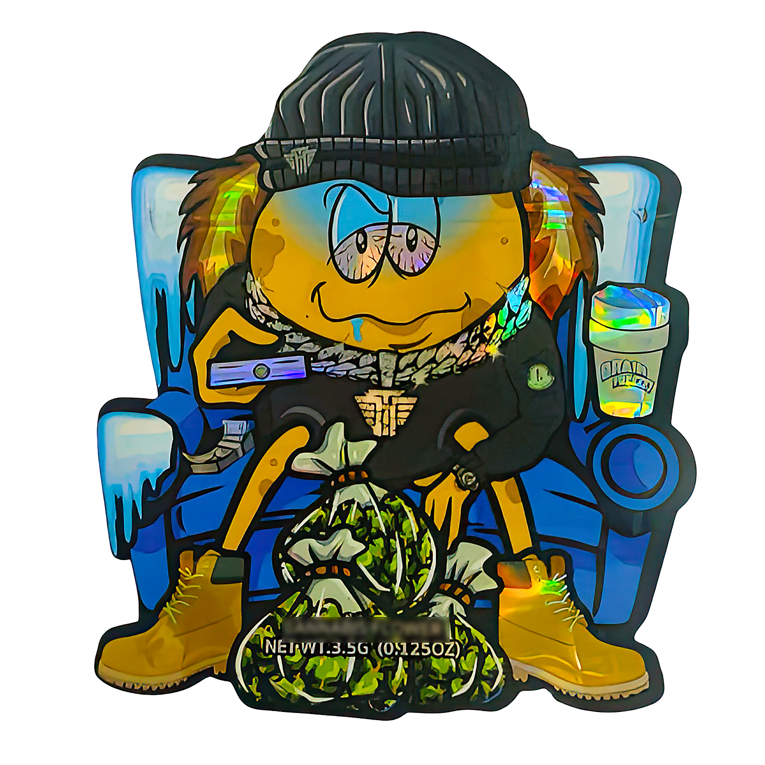 3.5g Shaped Mylar Bag (50 Count) Brain Freeze Couch Potato MB35-SHAPE-017