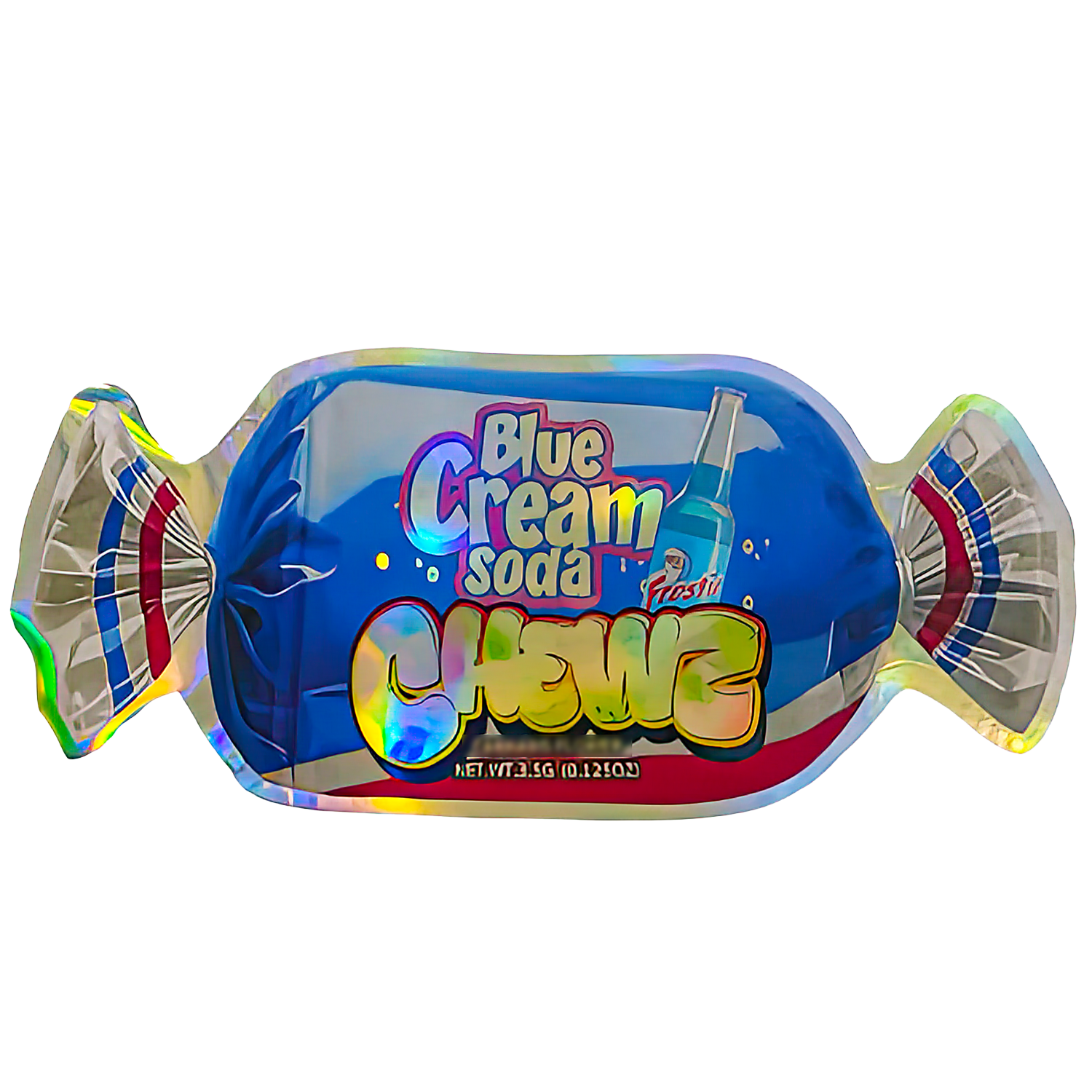 3.5g Shaped Mylar Bag (50 Count) Blue Cream Soda Chews MB35-SHAPE-020
