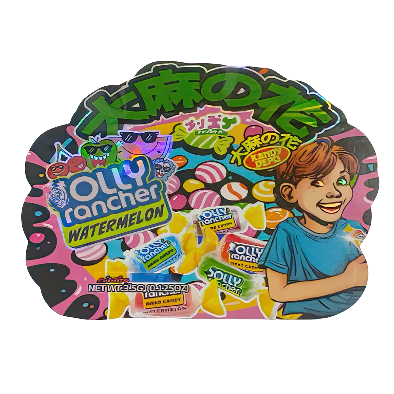 3.5g Shaped Mylar Bag (50 Count) Jolly Rancher Watermelon MB35-SHAPE-025