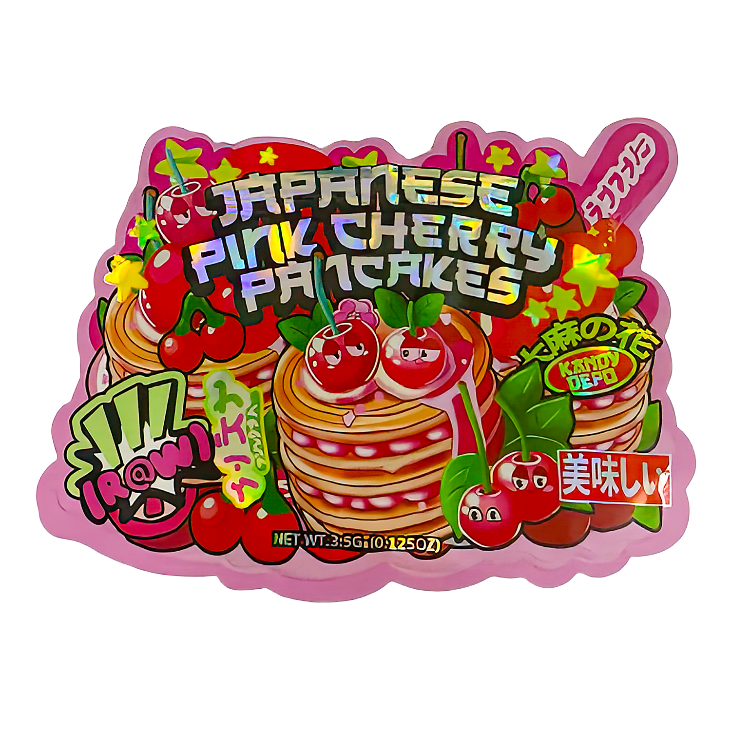 3.5g Shaped Mylar Bag (50 Count) Japanese Pink Cherry Pancakes MB35-SHAPE-030