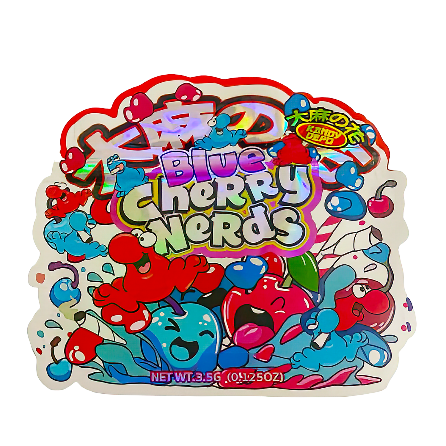 3.5g Shaped Mylar Bag (50 Count) Blue Cherry Nerds MB35-SHAPE-032