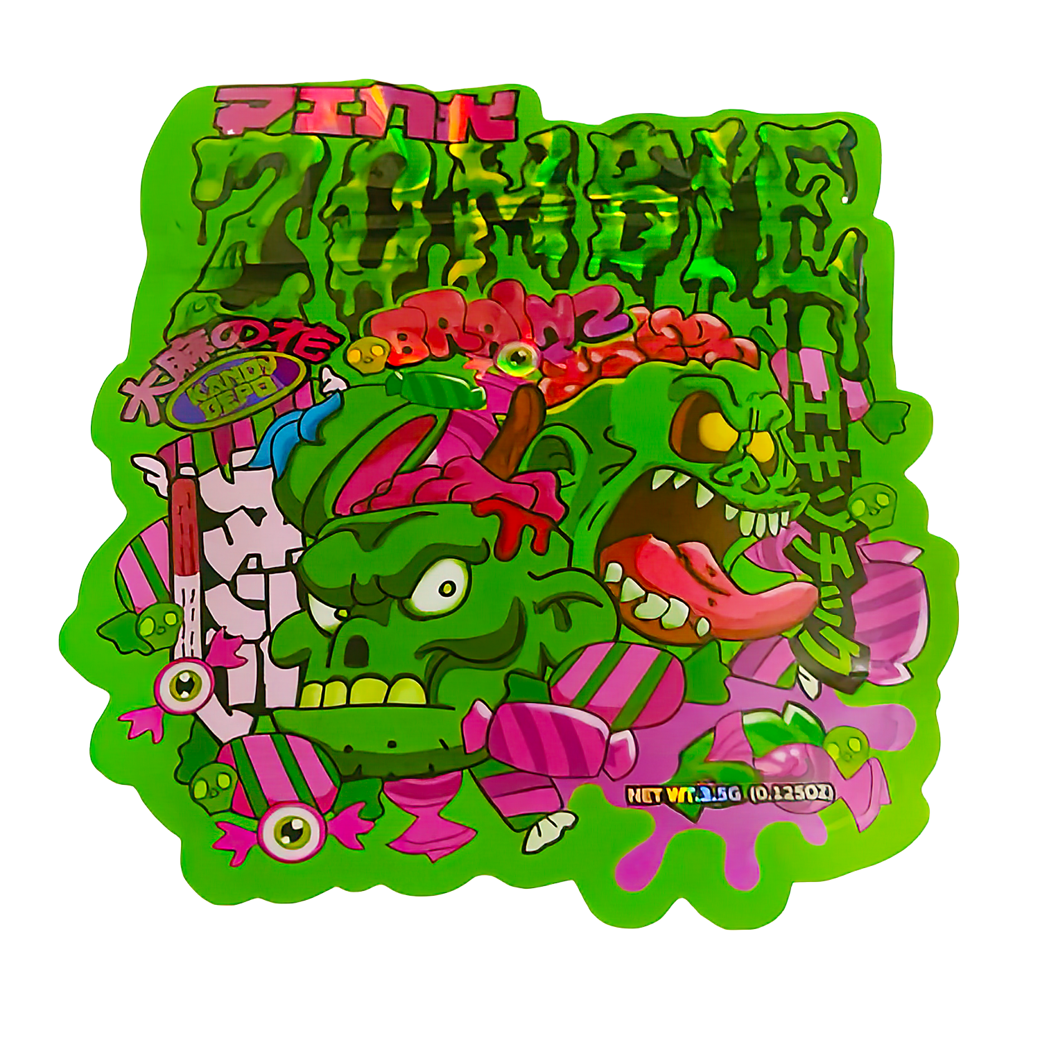 3.5g Shaped Mylar Bag (50 Count) Pink Brainz MB35-SHAPE-033