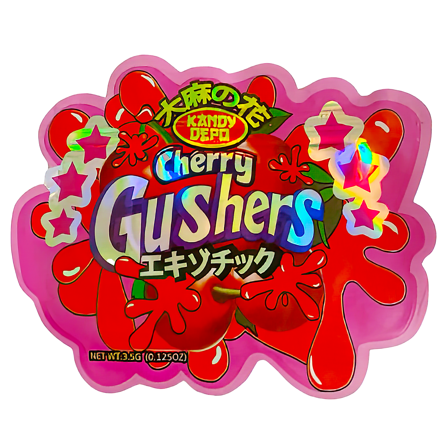 3.5g Shaped Mylar Bag (50 Count) Cherry Gushers MB35-SHAPE-035