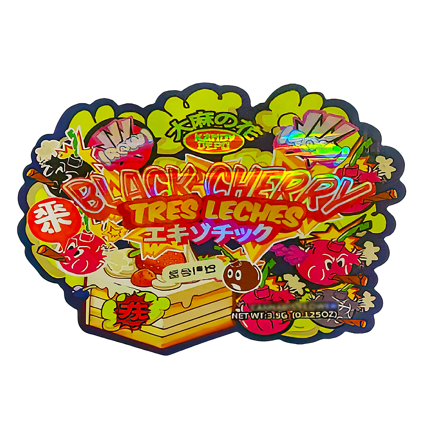 3.5g Shaped Mylar Bag (50 Count) Black Cherry Tres Leches MB35-SHAPE-039