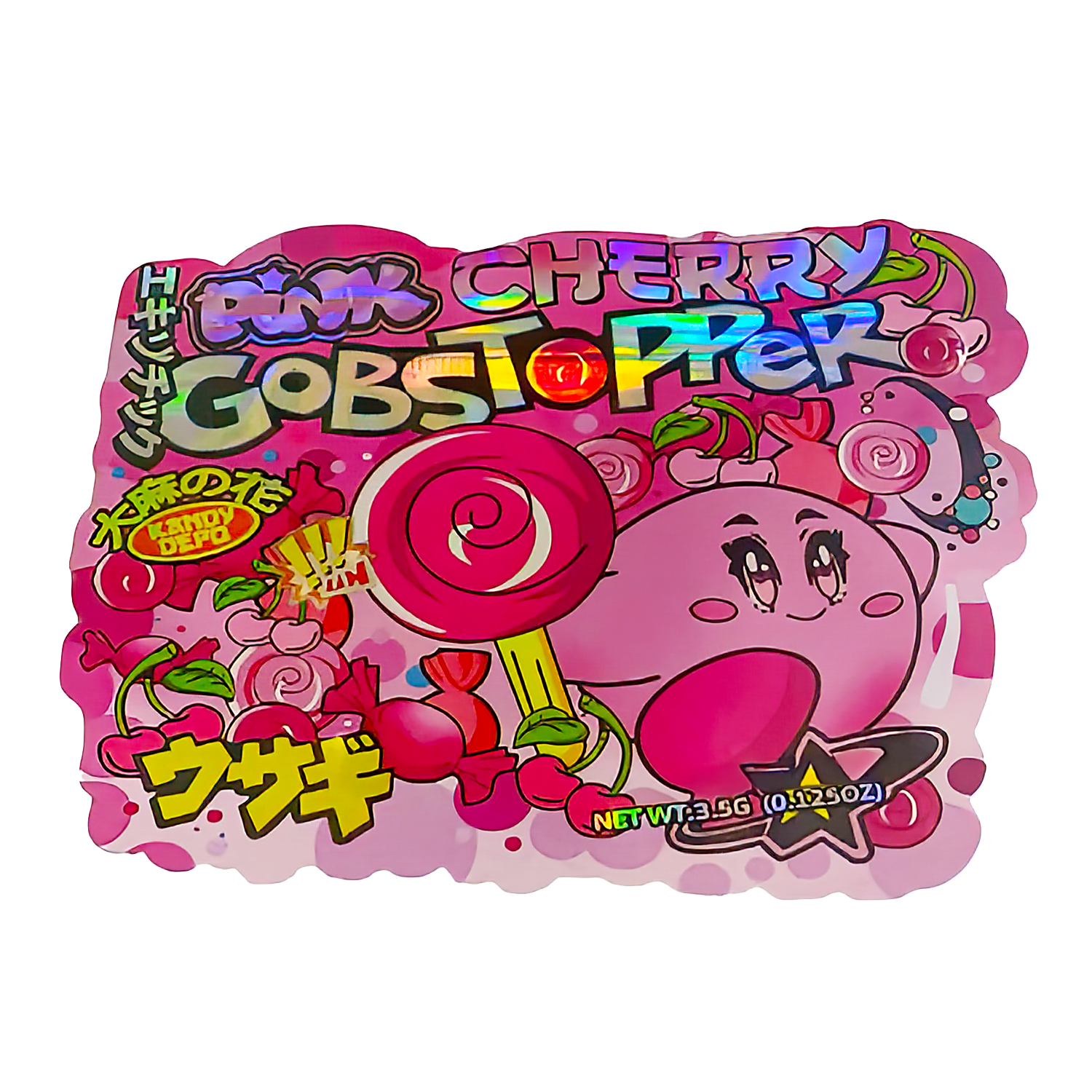 3.5g Shaped Mylar Bag (50 Count) Pink Cherry Gobstopper MB35-SHAPE-042