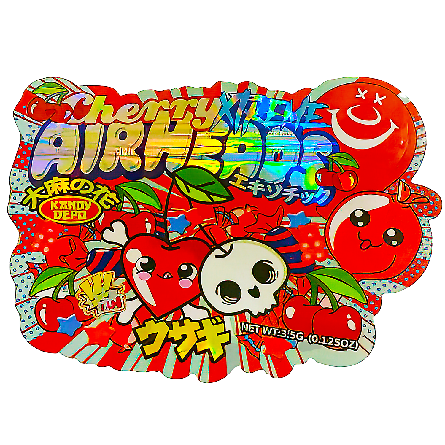3.5g Shaped Mylar Bag (50 Count) Cherry Xtreme Airheads MB35-SHAPE-043