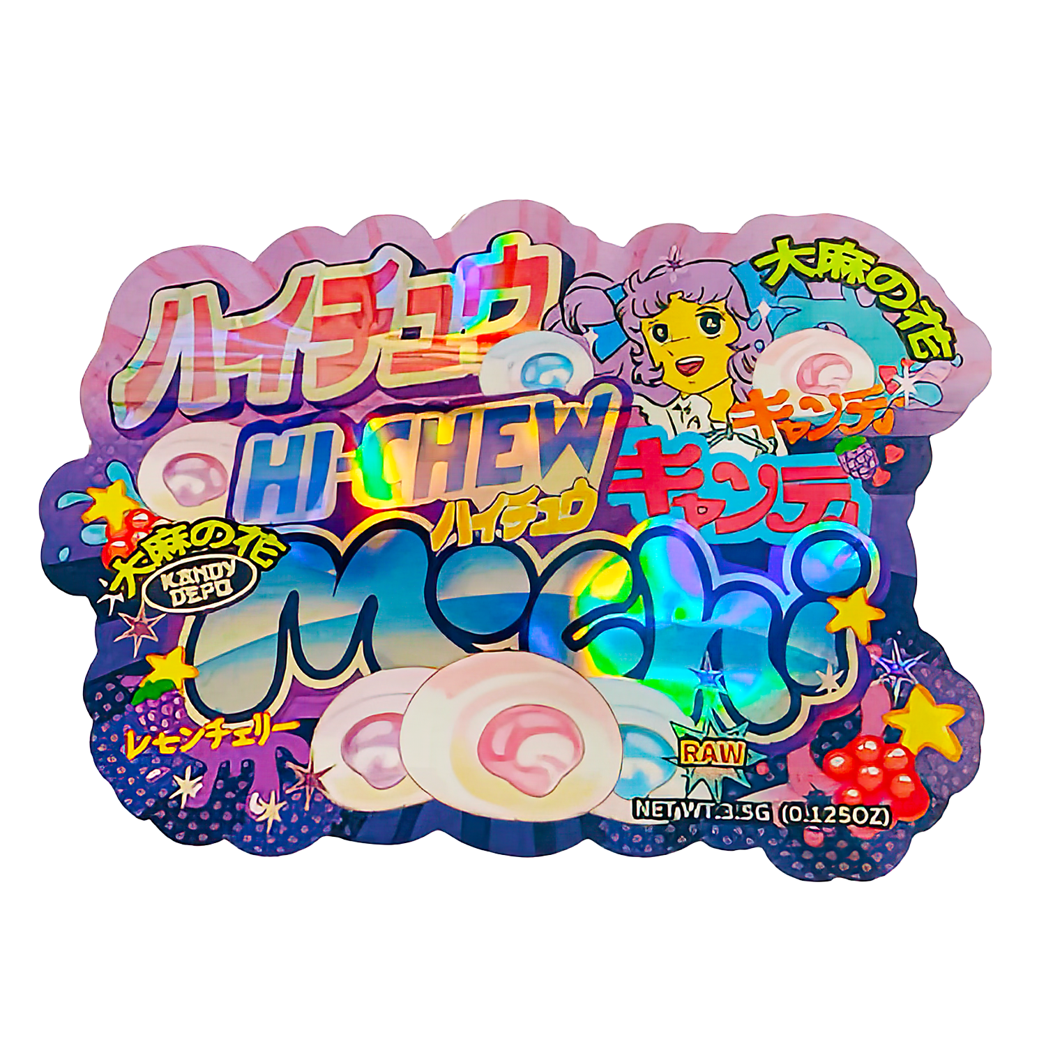 3.5g Shaped Mylar Bag (50 Count) Hi-Chew Mochi MB35-SHAPE-044