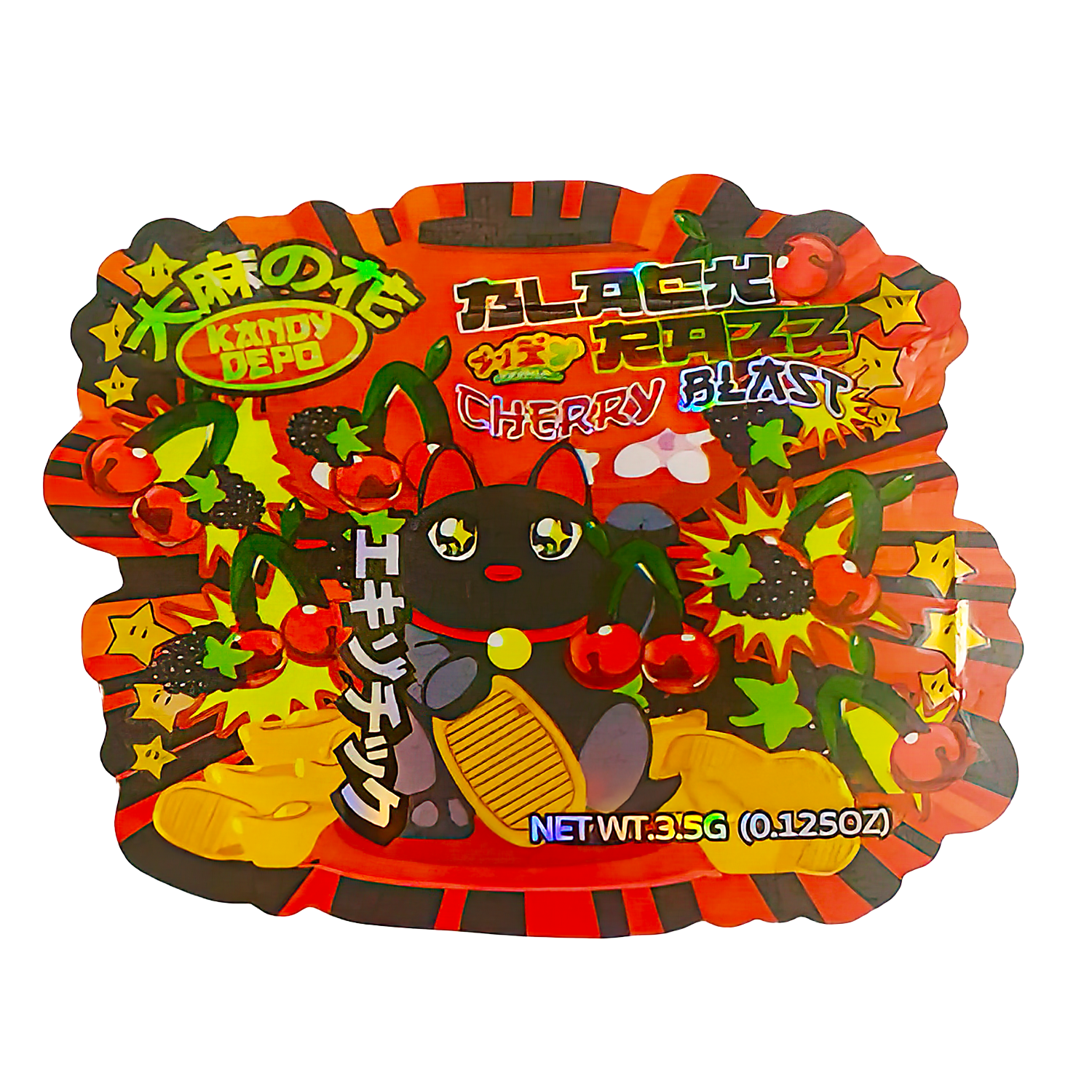 3.5g Shaped Mylar Bag (50 Count) Black Razz Cherry Blast MB35-SHAPE-047
