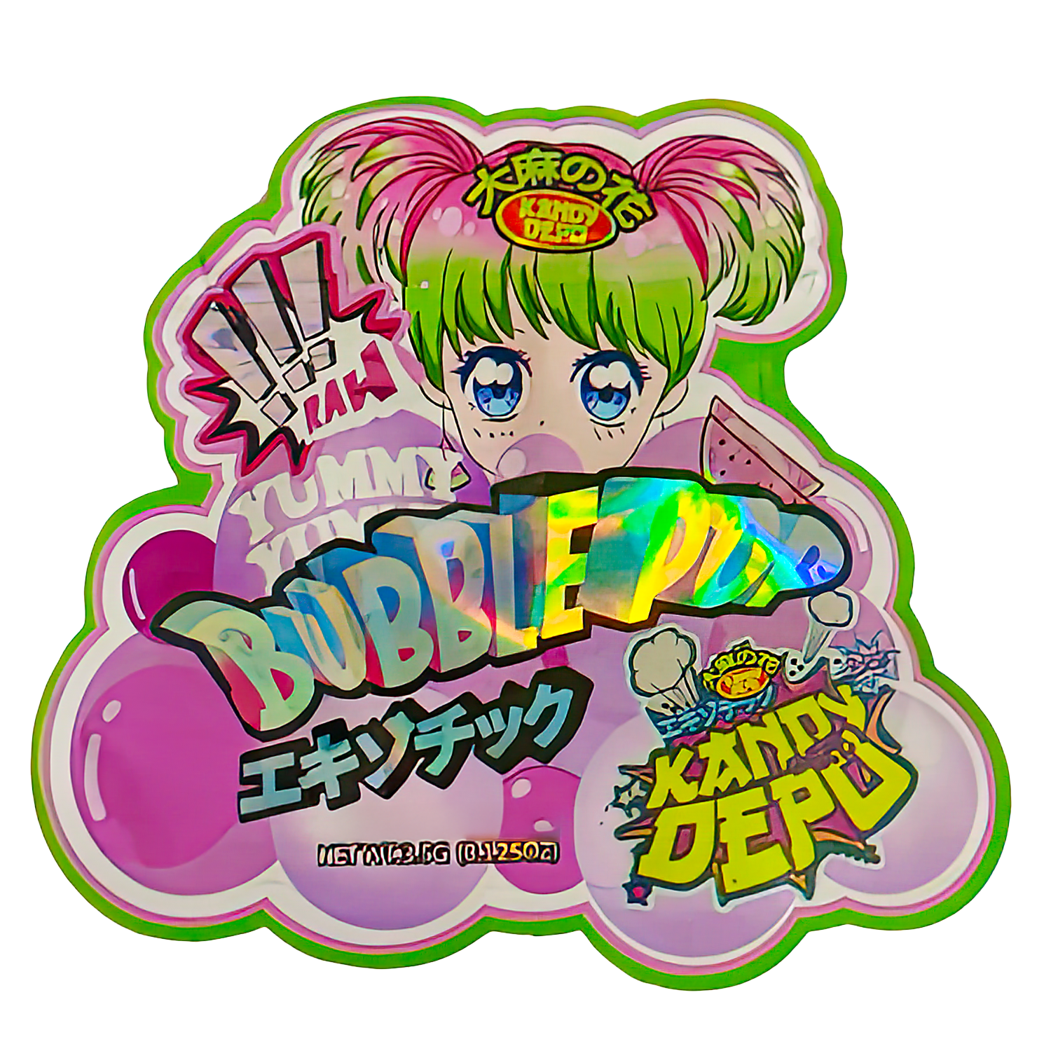 3.5g Shaped Mylar Bag (50 Count) Yummy Yummy Bubble Pop MB35-SHAPE-056