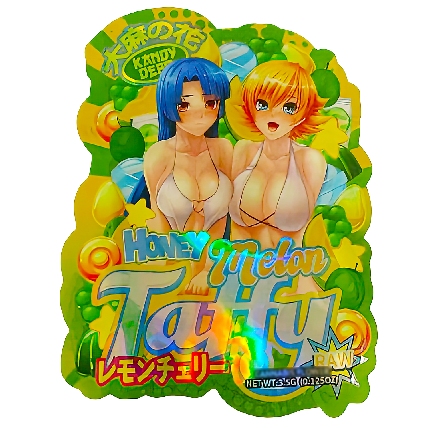 3.5g Shaped Mylar Bag (50 Count) Honey Melon Taffy MB35-SHAPE-058