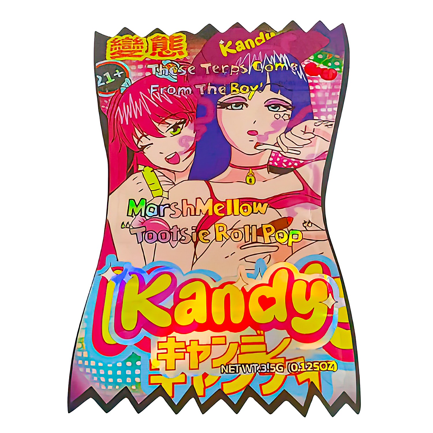 3.5g Shaped Mylar Bag (50 Count) Marshmallow Tootsie Roll Pop Kandy MB35-SHAPE-062