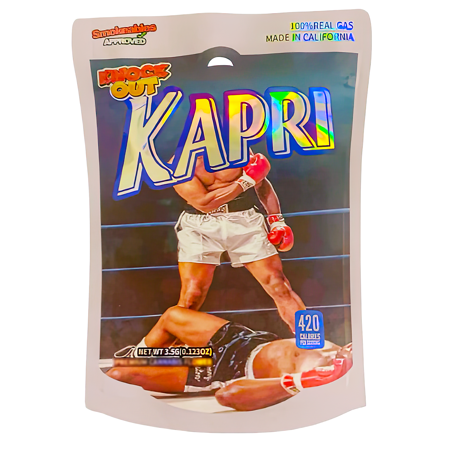 3.5g Shaped Mylar Bag (50 Count) Knock Out Kapri MB35-SHAPE-078