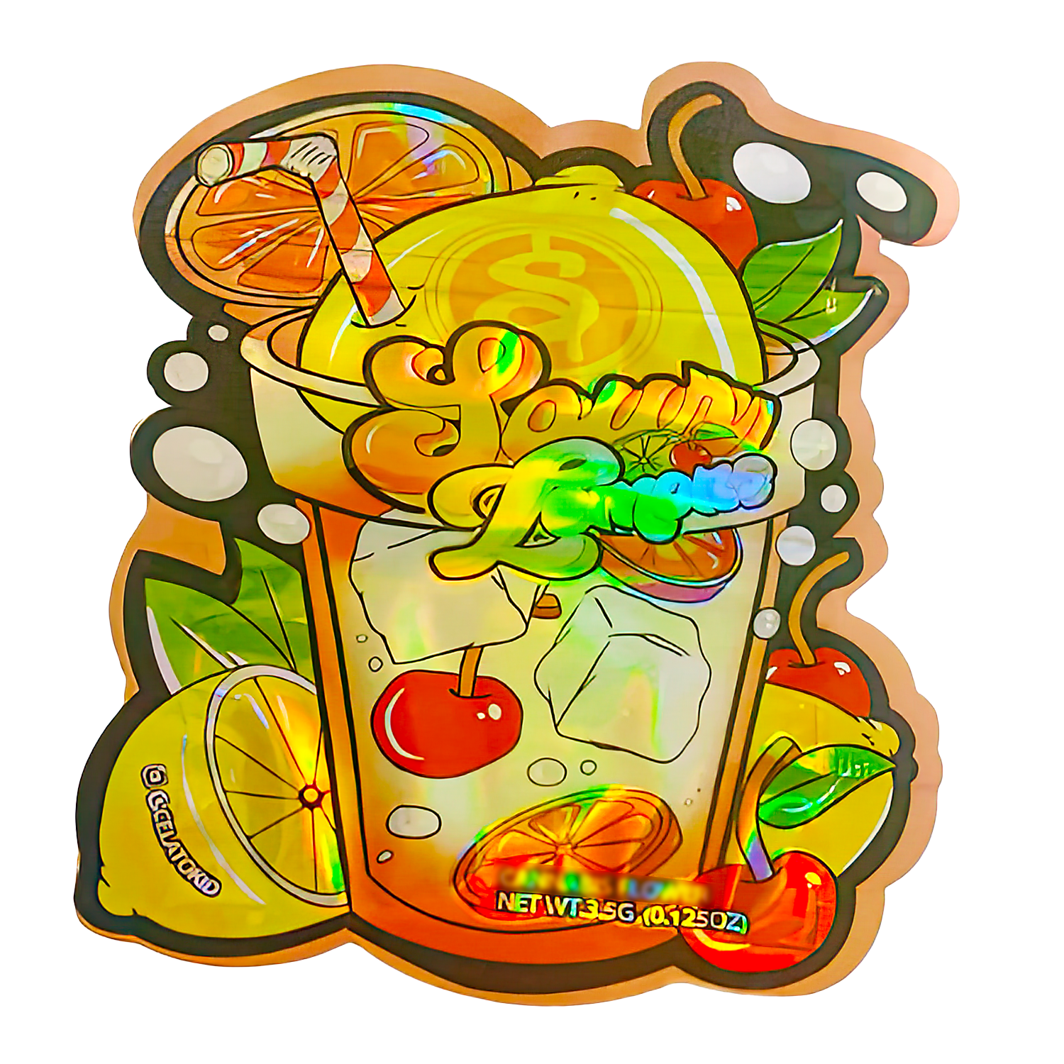 3.5g Shaped Mylar Bag (50 Count) Sour Lemons MB35-SHAPE-094