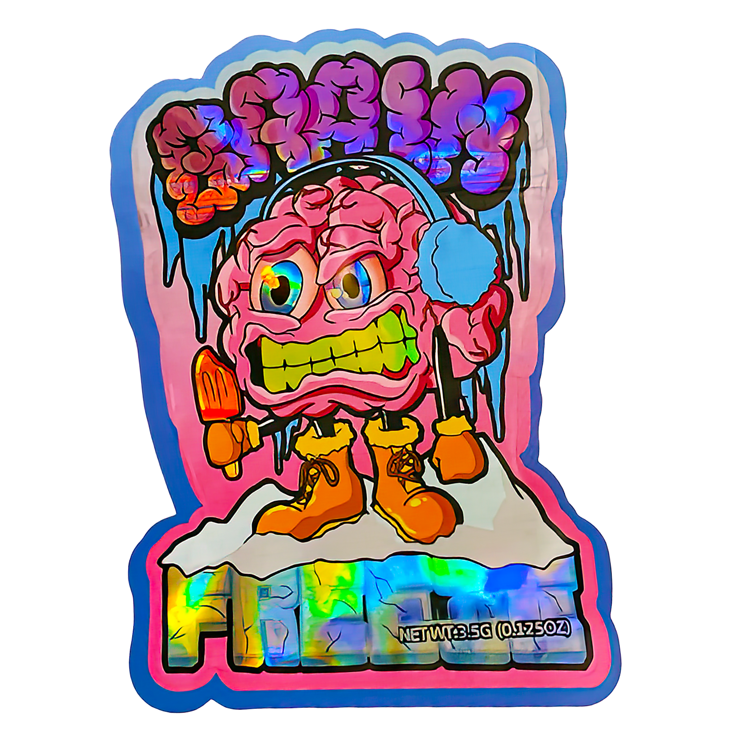 3.5g Shaped Mylar Bag (50 Count) Brain Freeze MB35-SHAPE-117