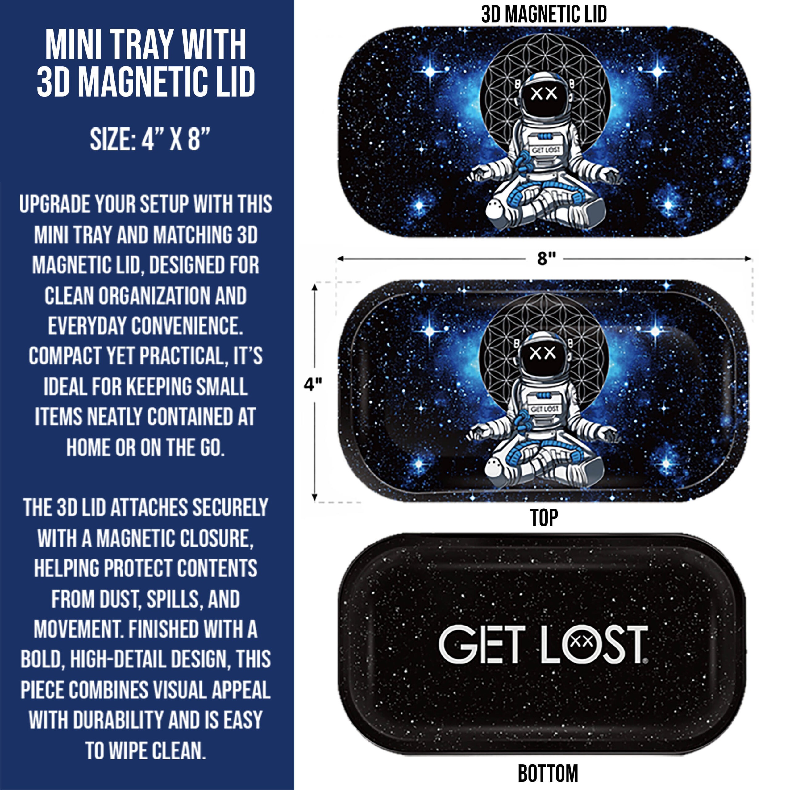GLMT-001 Mini Magnetic 3D Tray with Lid – Get Lost Astronaut Meditating