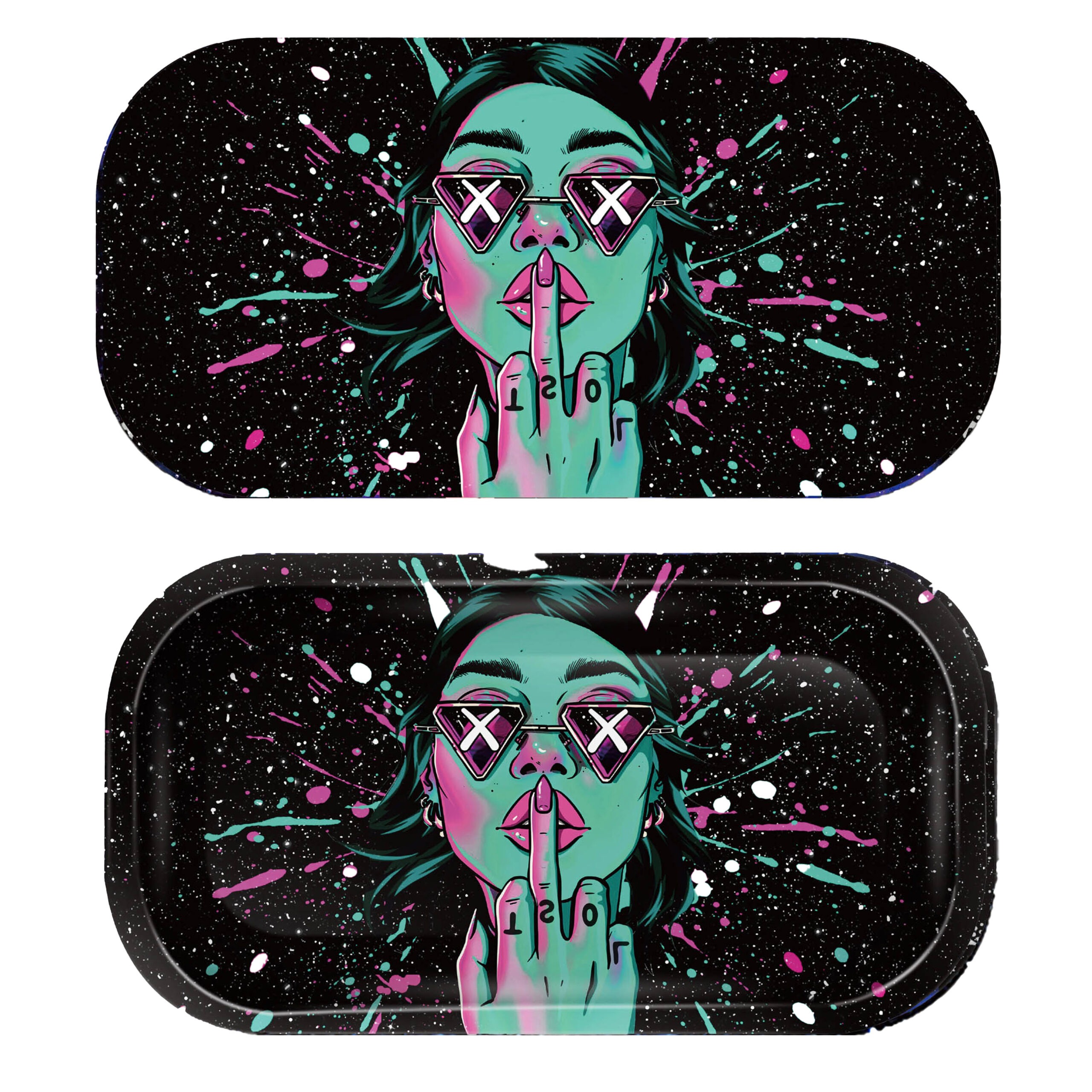 GLMT-003 Mini Magnetic 3D Tray with Lid – Get Lost Green Girl Middle Finger