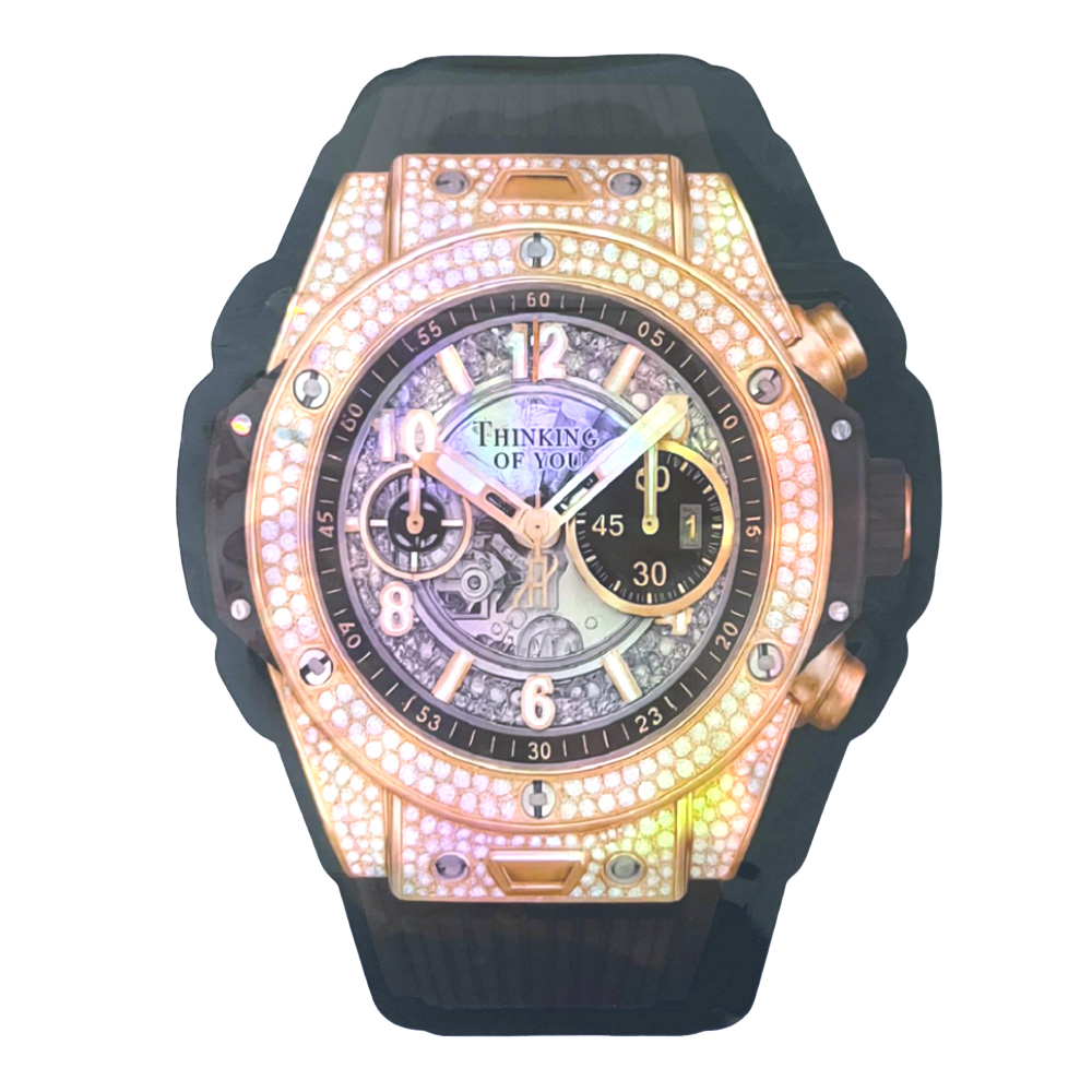 3.5 Rose Gold Iced Chrono Watch (50 Count) WATCH-MB-001