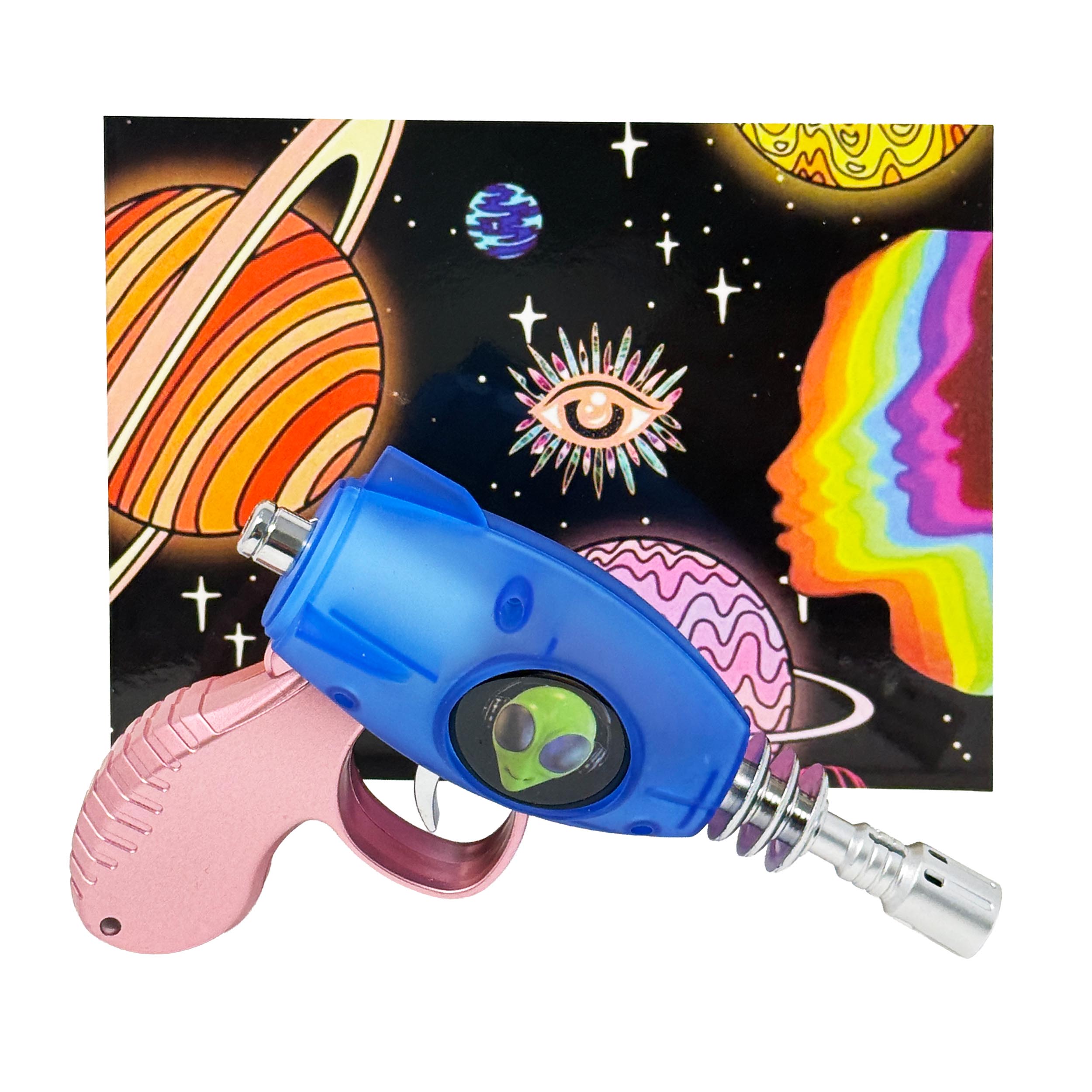 19029-FL1 Alien Blaster Torch Lighter With Fluorescent Light (Blue/Pink) (1Pc)