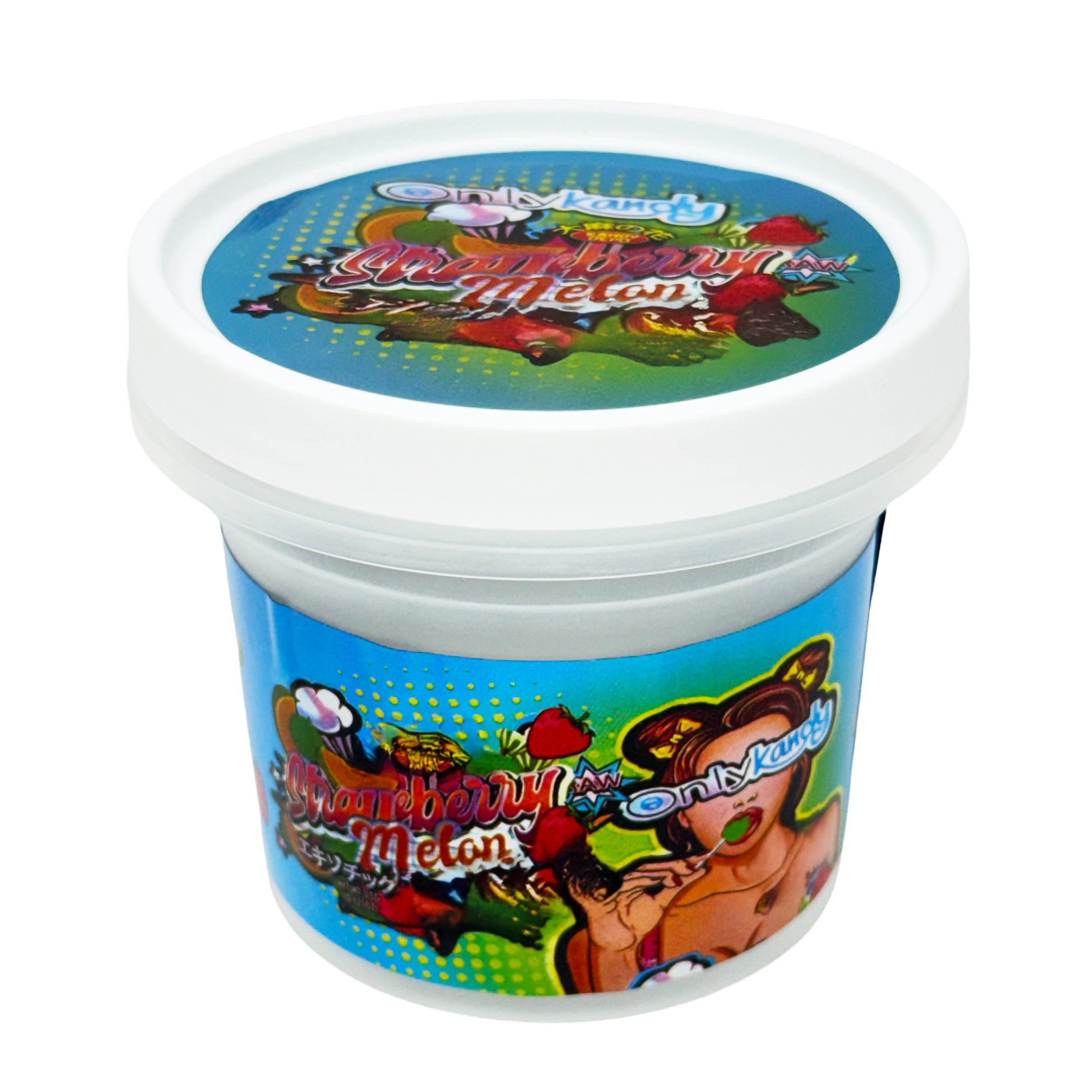 (12 Count) Empty Ice Cream Style Storage Jars (Style 005) Strawberry Melon