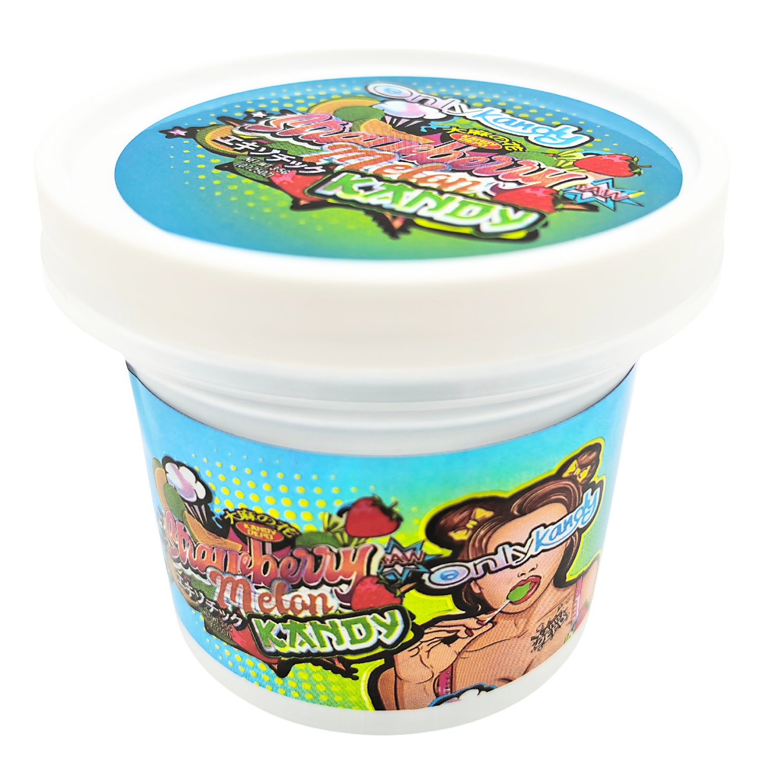 (12 Count) Empty Ice Cream Style Storage Jars (Style 005) Strawberry Melon