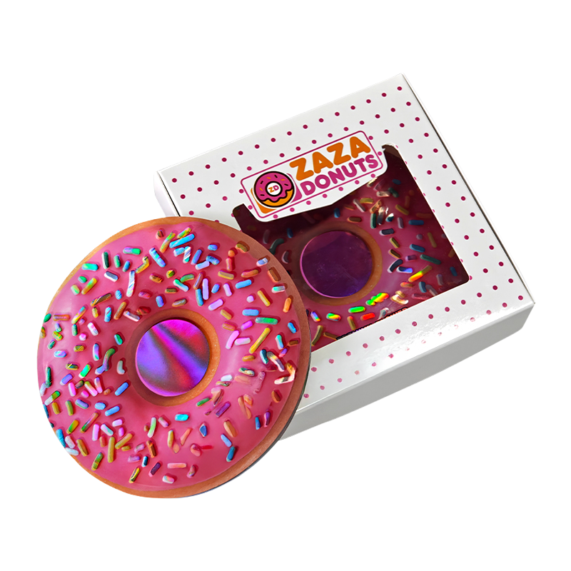 (12 Count) Donut-Themed Gift Box Set  – Za Za Donuts – Rainbow Sprinklez DNB-SHAPED-004