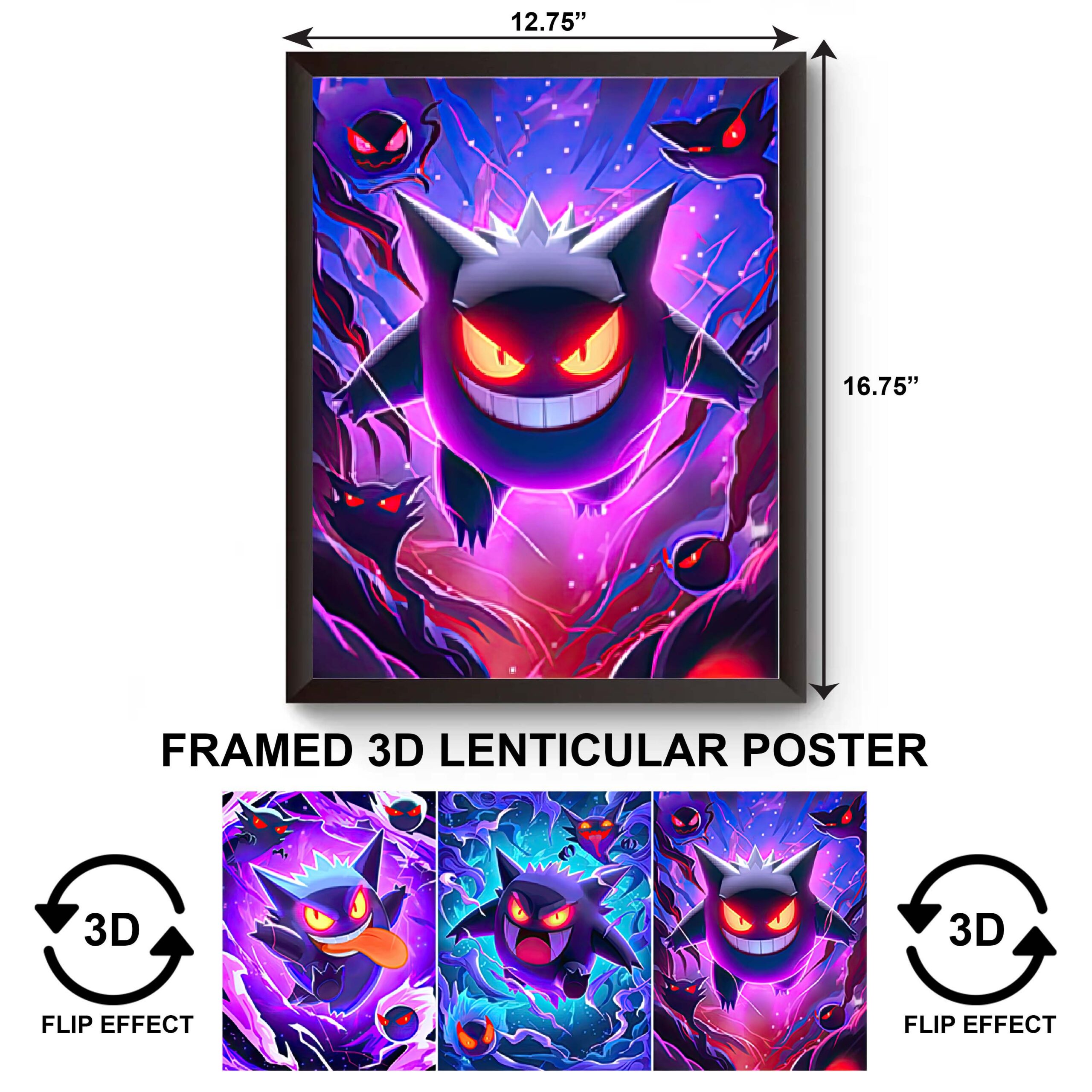 F3DP-029 Anime – Pokemon – Genga Evil Laugh 3D Framed Poster